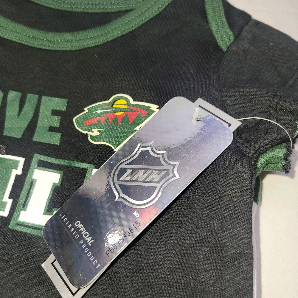 Minnesota Wild Infant Baby Girls Bodysuit 3 Piece Set 3/6M 12-16lbs NHL Official - Picture 7 of 7
